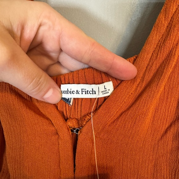 Abercrombie & Fitch NWT Women’s Rust Orange V-Neck Tie-Shoulder Maxi Dress - Picture 5 of 8